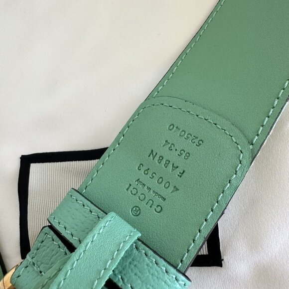 NEW Gucci GG Marmont Jumbo GG Belt Beige/Mint Size 85 inch 34 In main image 5